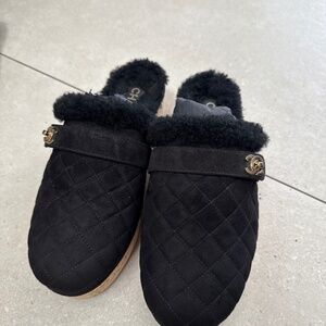 Chanel fur clogs